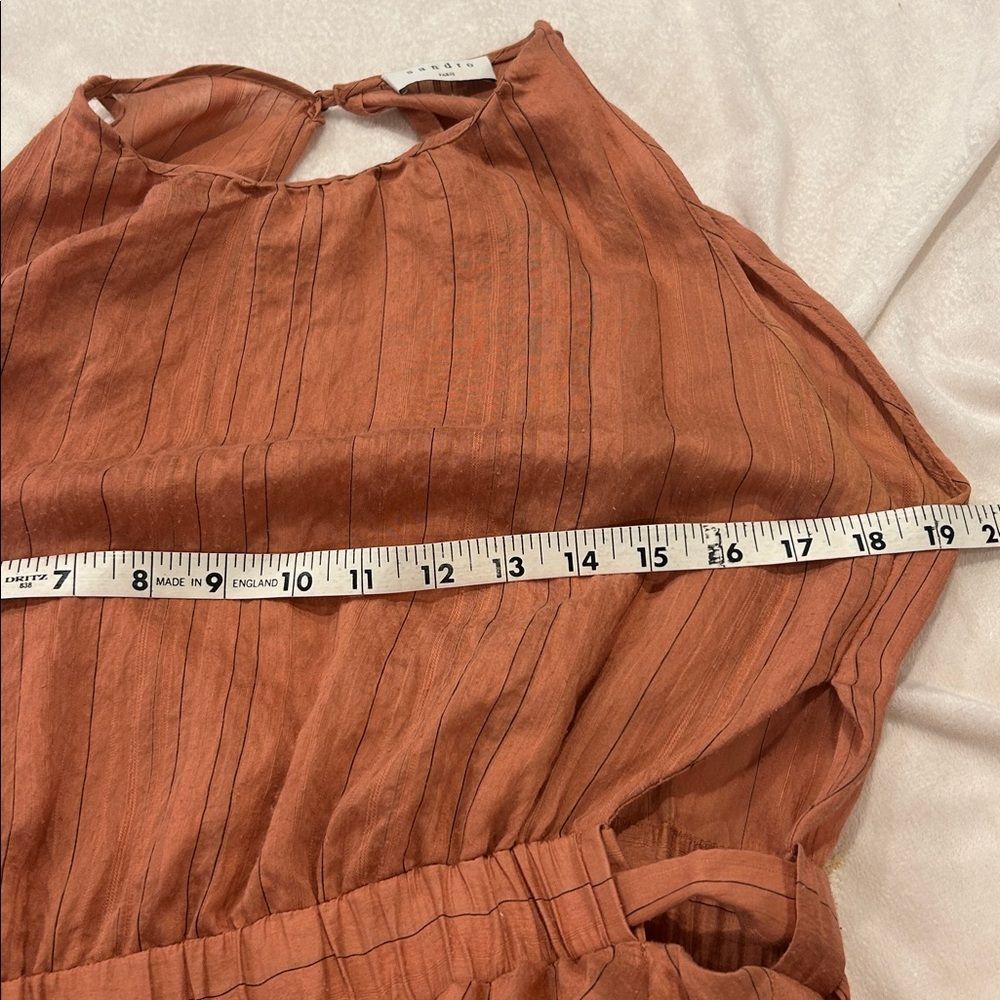 Sandro Elsa crinkled satin halter neck midi dress striped 38 ( size small) - Picture 6 of 12